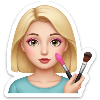 girl applying makeup sticker