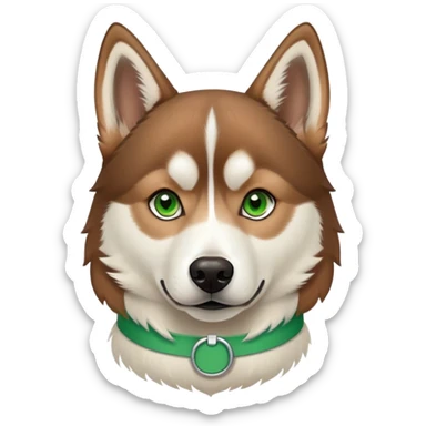 Brown Siberian husky with a band and green eyes  sticker