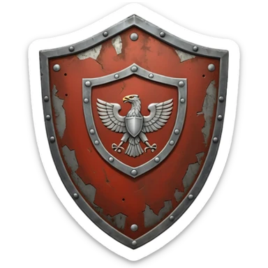 a battle worn steel shield with engraved roman numerals for 30, the roman numerals should be prominante and in the center of the shield sticker