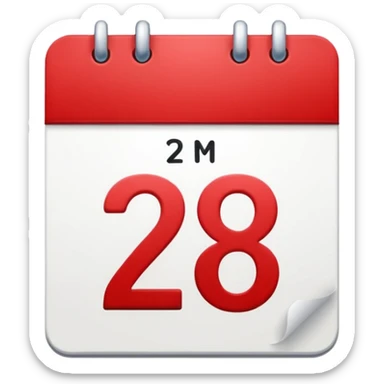 calendar with red top and number 28 sticker