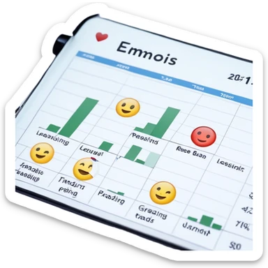 I need a set of 5-7 distinct and relevant emojis suitable for use in a Notion page titled "Trading Journal." The page is used by individual stock market traders to record their daily trades, track performance, and analyze their strategies. The emojis should visually represent key aspects of trading, such as profit, loss, analysis, and decision-making. Be creative but professional. The emojis should be easily recognizable and not too abstract. Give me a list of suggested emojis and a short explanation (1-2 sentences max) of why each emoji is appropriate for a trading journal. sticker