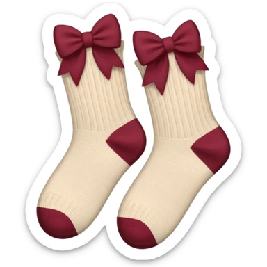 beige socks with two small burgundy bows sticker