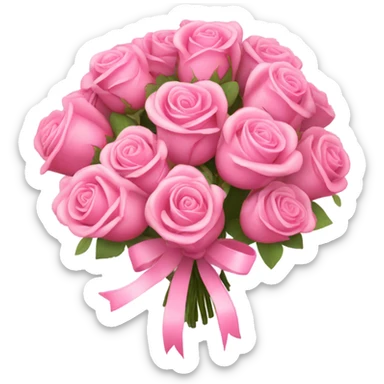 pink rose bouquet with pink ribbons  sticker
