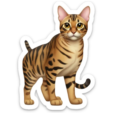 Bengal cat with rad butterfly  sticker