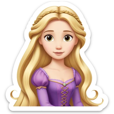 Rapunzel princess with very long blonde hair sticker