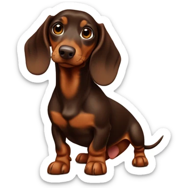 chocolate-tan smooth coated dachshund Искать в Google sticker