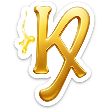 Ethereal golden vitamin K2 symbol floating beside a luminous glowing bone. The K2 symbol emits gentle rays of light that flow toward the bone, causing it to shine with a strengthening golden aura. sticker