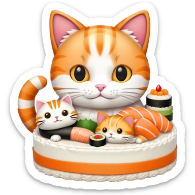 cat with a birthday cake made out of sushi sticker