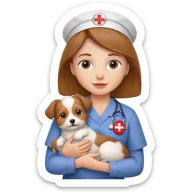 nurse holding baby dog sticker
