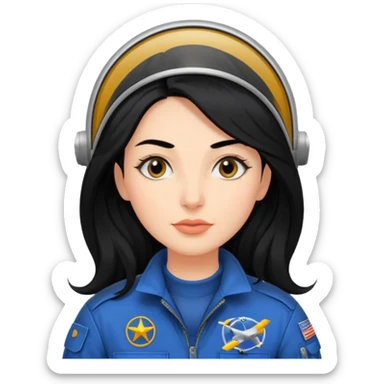 Femme cheveux long noir travaille dans le domaine de l'aéronautique sourcils fournis sticker