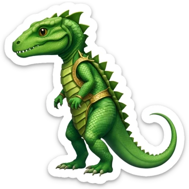 full body reptilian humanoid in ancient outfit, right side view sticker
