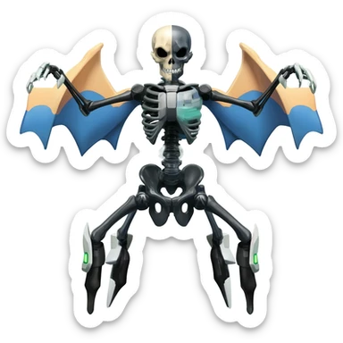 futuristic Skeleton-Cyborg-Manectric-Electrike-Salandit-Cubone-Umbreon-Marowak-Draco-Fakémon-hybrid-creature (full body), 4 legs sticker