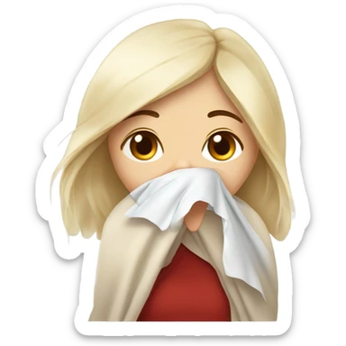 White blonde girl suffering from a bad cold ￼ sticker