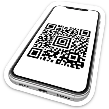 smartphone displaying a QR code on the screen sticker