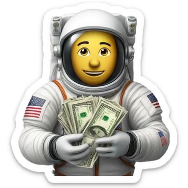 Astronaut holding money sticker