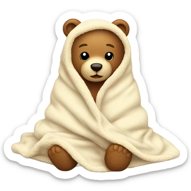  cute teddy bear cozy in vanilla blanket sticker