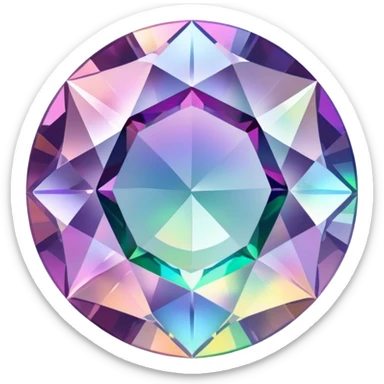 Brilliant round cut mystic quartz crystal with holographic color shifts and faceted edges sticker