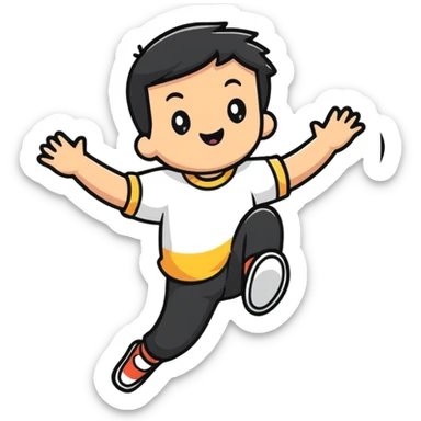 playful kid jumping sticker