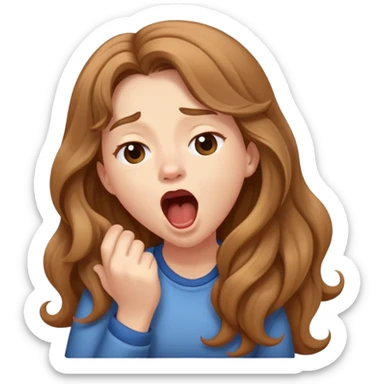 girl ling wavy light brown hair, yawning sticker