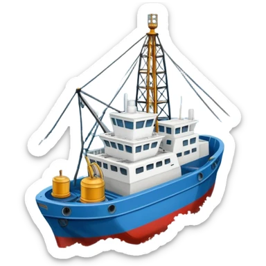 Russian marine geology vessel lowering sampling equipment into stormy ocean waves sticker