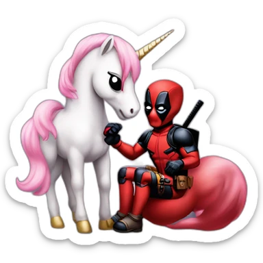 Deadpool montando un unicornio bebé  sticker
