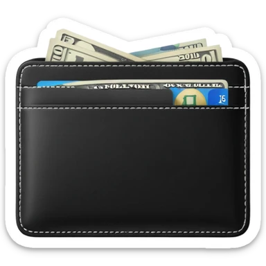 black wallet with a single one dollar bill inside, just one dollar sticker