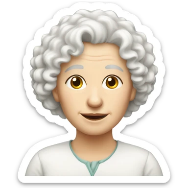 European, white curly hair, elderly, female sticker