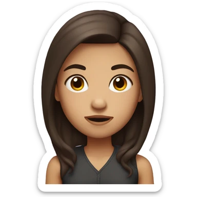 Girl with dark, auburn hair, raising one eyebrow sticker