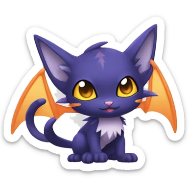 Cool Cute Edgy Chibi Cat-Noibat-Noivern-Litten-Pokémon-Fakémon-hybrid sticker