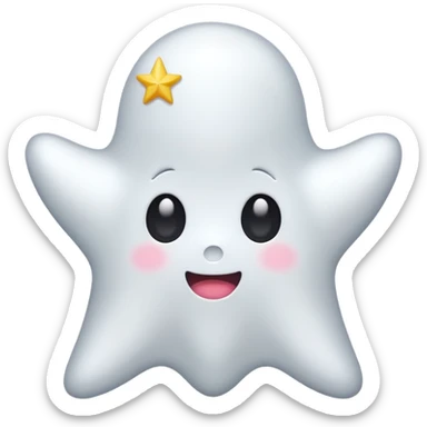 ghost kawai star white sticker