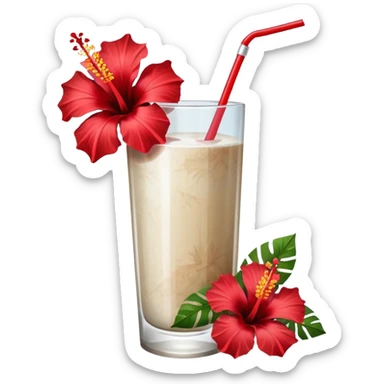 coconut drink with red flowers sticker