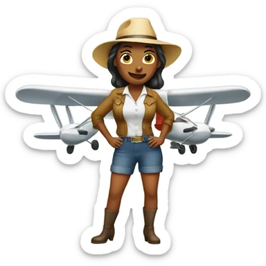 Sassy woman farmer flying airplane sticker