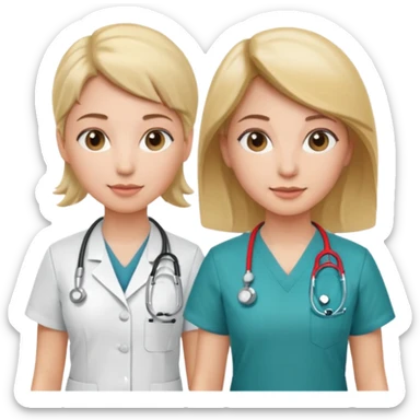 female doctor and ultrasound technician sticker