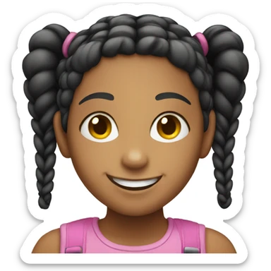 smiling girl with twin braids sticker