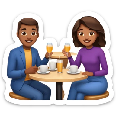 conversación dentro de un restaurant  dos personas sticker