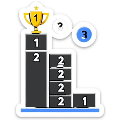 leaderboard podium with 1st, 2nd, 3rd rankings clearly labeled sticker