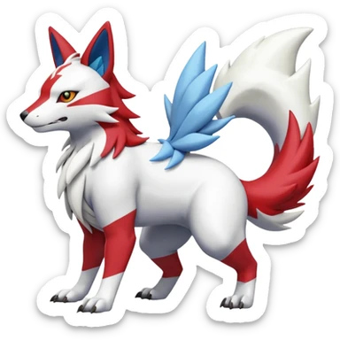 Garurumon-Ginga-Linoone-Renamon-Zangoose-fusion-hybrid-creature (full body) sticker