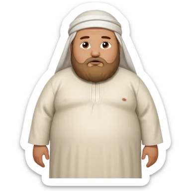 a fat muslim man sad showing belly sticker