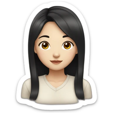 cute asian girl with black hair sticker