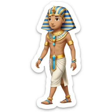 pharaoh full body walking pose elaborate collar striped nemes headcloth sticker