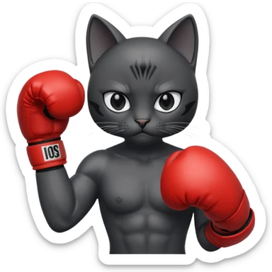 Black cat wearing boxing gloves sticker