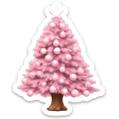 Aesthetic baby pink Christmas tree sticker