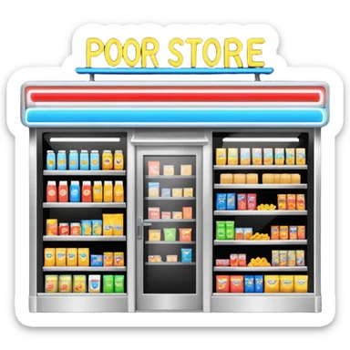 Convenience store named poor store and more sticker