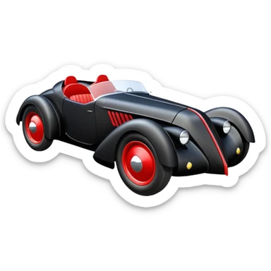  the animated series Harley Quinn aerodynamic futuristic Batmobile loosely based on 1936 cord 812 (flat long straight faceted mechanical body) stealthy town hot rod sand buggy  sticker