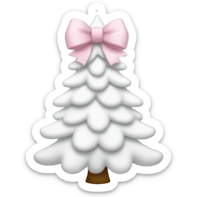 White Christmas tree with a baby pink bow on top sticker