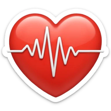 Minimal line-art icon of a heart with a pulse line inside, clean modern style, simple outlines, no background, transparent, represents “medical challenges / health difficulties sticker