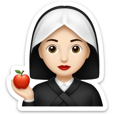 vull un perosnatge estil bimoji que sigui com una nimfa bella i fantasmal amb túniques blanques. Té la pell literalments blanca com el guix, cabell platejat, un nas llarg, ulls negres grans i llavis carmesí. sticker