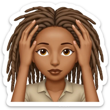 Black woman with locs covering both eyes sticker