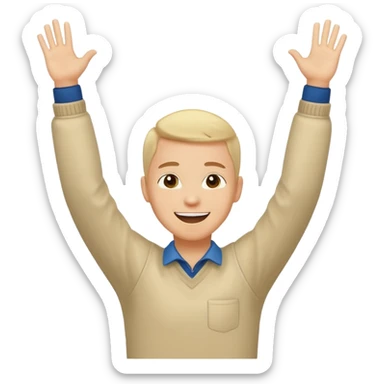 person raising both arms like at church sticker