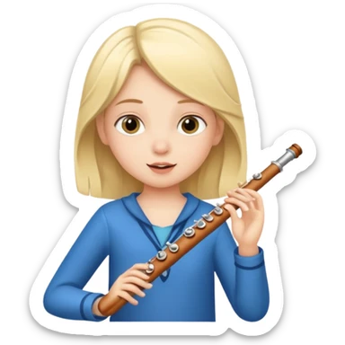 girl kid plays flute sticker